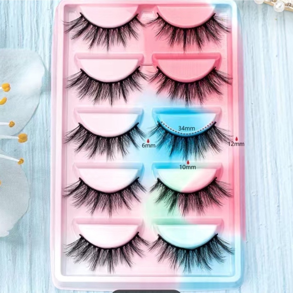 5 Pairs 3D False Eyelashes Cat Eye Wispy Faux Mink Lashes Pack